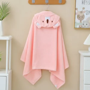 1pcs Children's bath towel Coral velvet soft absorbent newborn bath robe cartoon embroidery hooded anti-kick baby blanket